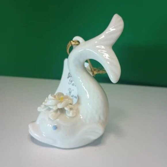Rare Peter Okumoto Porcelain Hawaii Plumeria Dolphin + Surfing Santa Signed - Picture 9 of 13